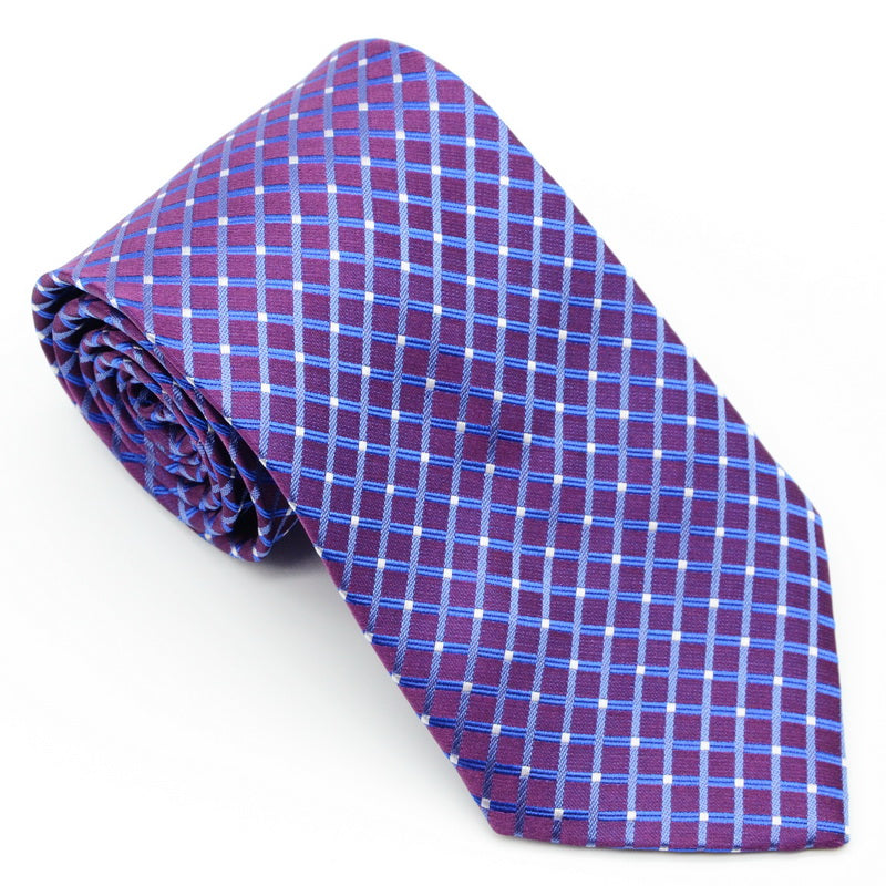 Men's Purple Pink Plaid Checks Tie 3 6 Inch