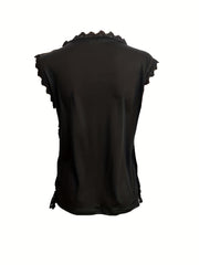 Lace Tank Top Sleeveless Crew Neck Summer Tee