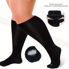 3 Pairs Plus Size Compression Socks 15-20 mmHg Wide Calf for Women & Men