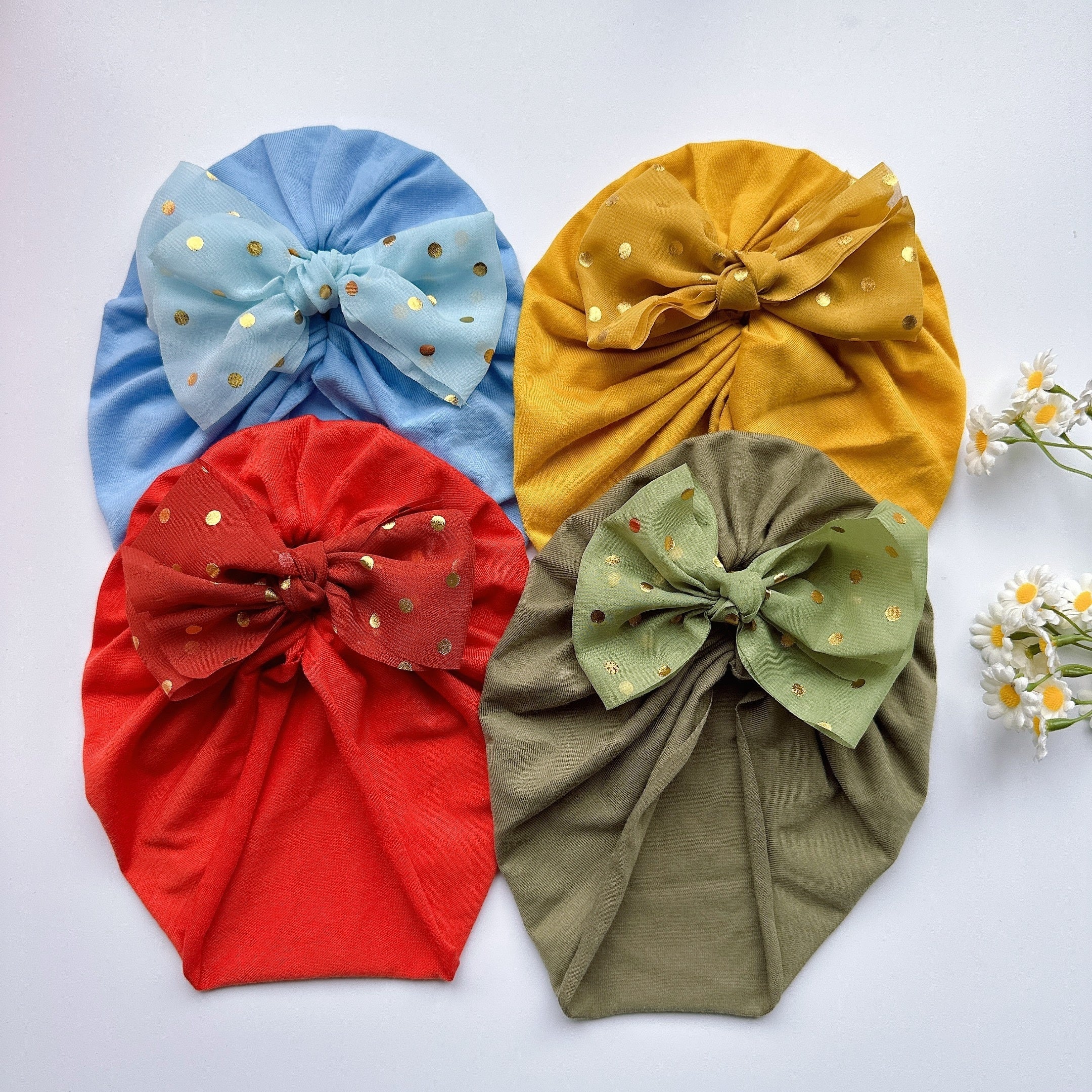 Baby Girls Bow Decor Cap Soft Head Wrap Head Accessories
