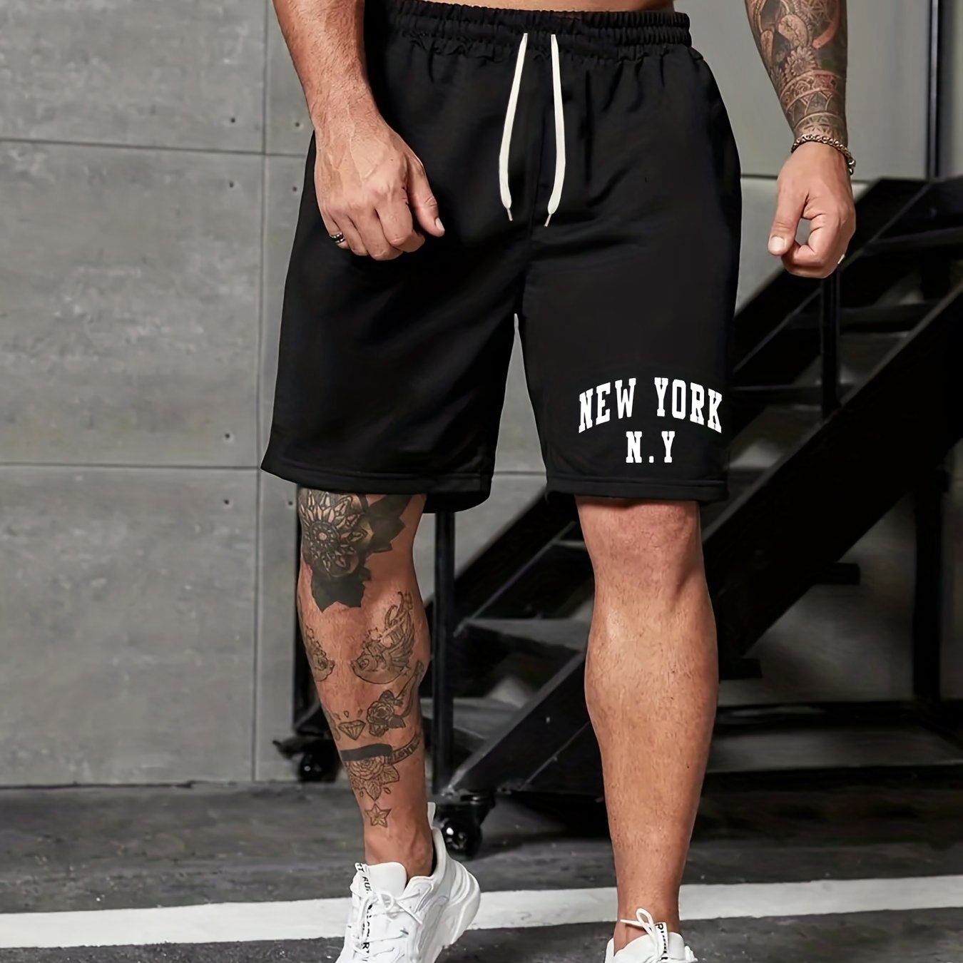York Print Men's Shorts Elastic Waist Drawstring Shorts