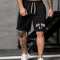 York Print Men's Shorts Elastic Waist Drawstring Shorts