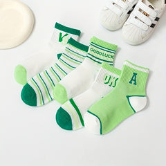 5pairs Children's Cotton Socks Breathable Boys Girls Summer Baby Mesh Stockings