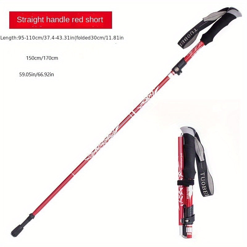 Aluminum Mountaineering Pole Folding Telescopic Walking Stick