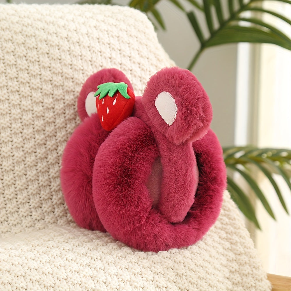 Winter Plush Strawberry Earmuffs Outdoor Ear Cover