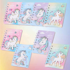 4 Colors 3D Unicorn Loose Leaf Notebook Set - Pink Purple Green Heart Journaling