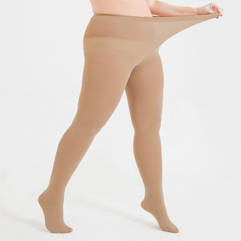 Solid Semi Sheer High Waist Stockings