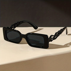 Y2K Flame Hollow Temple Rectangle Sunglasses UV400