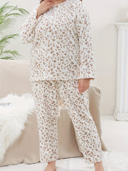 Leopard Print Flannel Pajama Set for Women