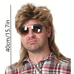 Men's Mullet Shape Brown Golden Brown Wig