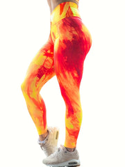 Flame Print High Waist Seamless Yoga Pants