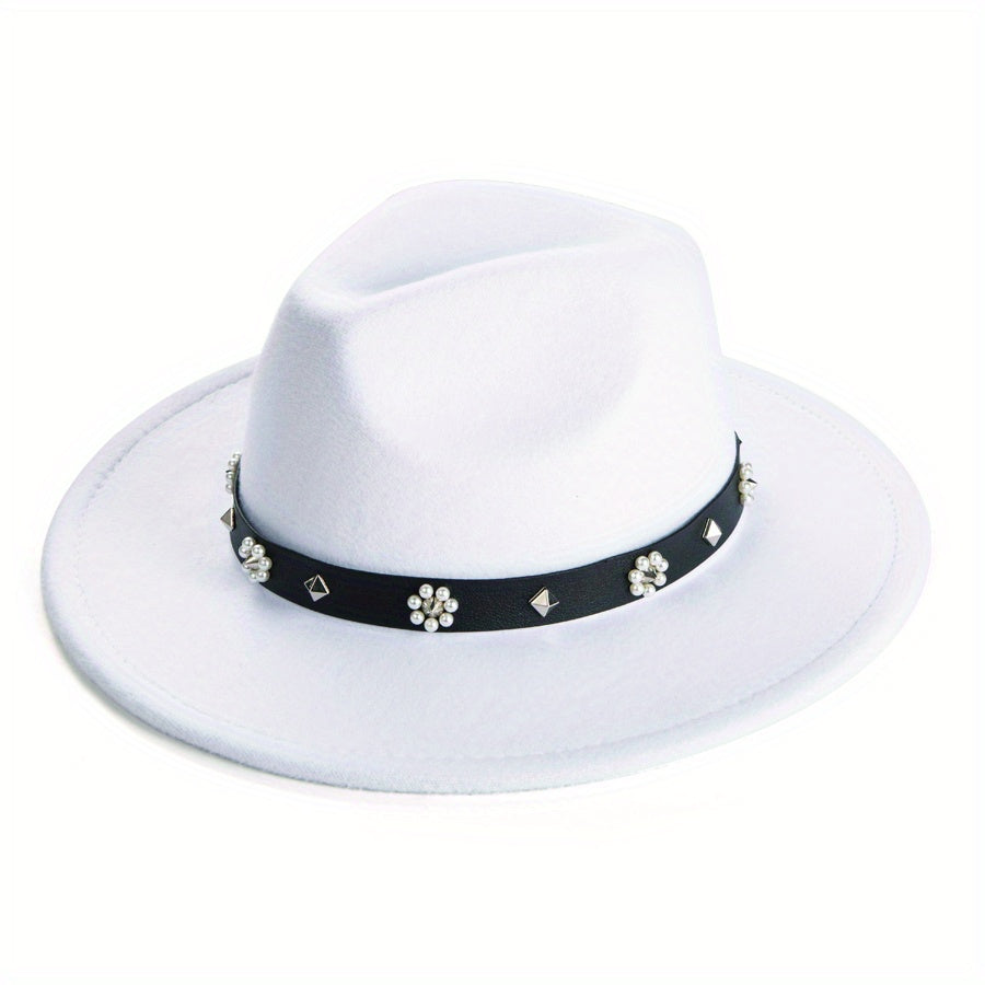 Large Brim Jazz Hat With Decoration Charm Top Hat