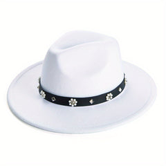 Large Brim Jazz Hat With Decoration Charm Top Hat