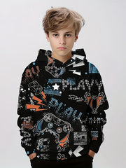 Stylish Gamepad 3D Print Boys Hoodie Top for Kids