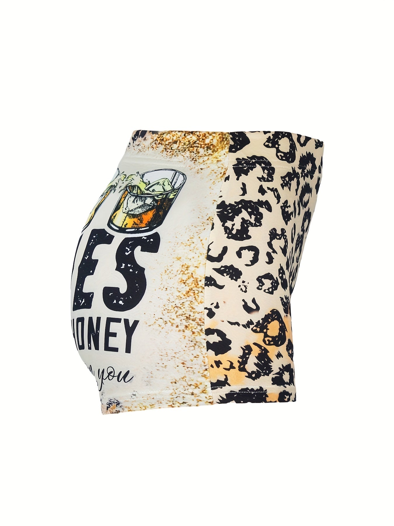 Letter & Graphic Print Skinny Shorts Women's Casual Shorts