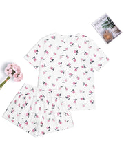 Floral Print Lounge Set Short Sleeve T Shirt & Shorts Women's Loungewear