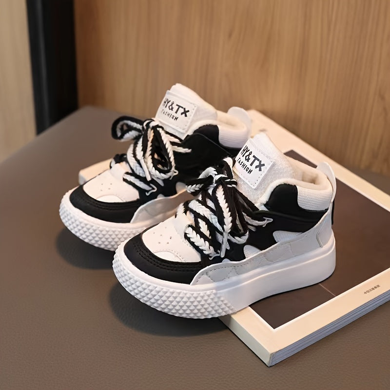 Boy's High Top Skate Shoes Comfy Non Slip Sneakers For Kids