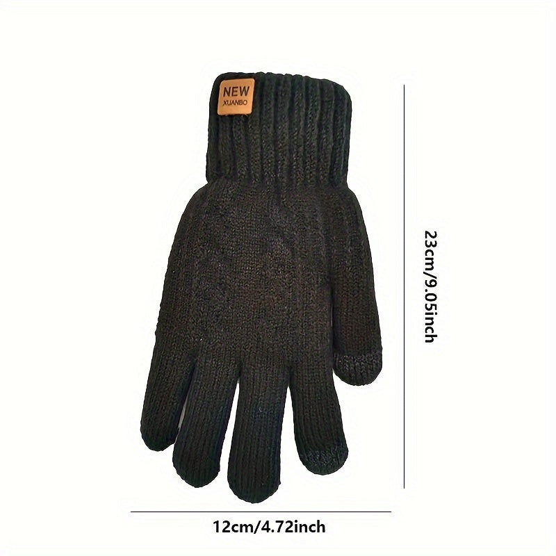 Plush Lining Winter Touch Screen Gloves For Men