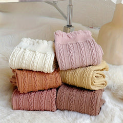 5 Pairs Twist Textured Socks Ruffle Stockings Women's Hosiery