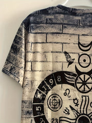 Ethnic Style Heart Brick Print Men's Short Sleeve T-shirt