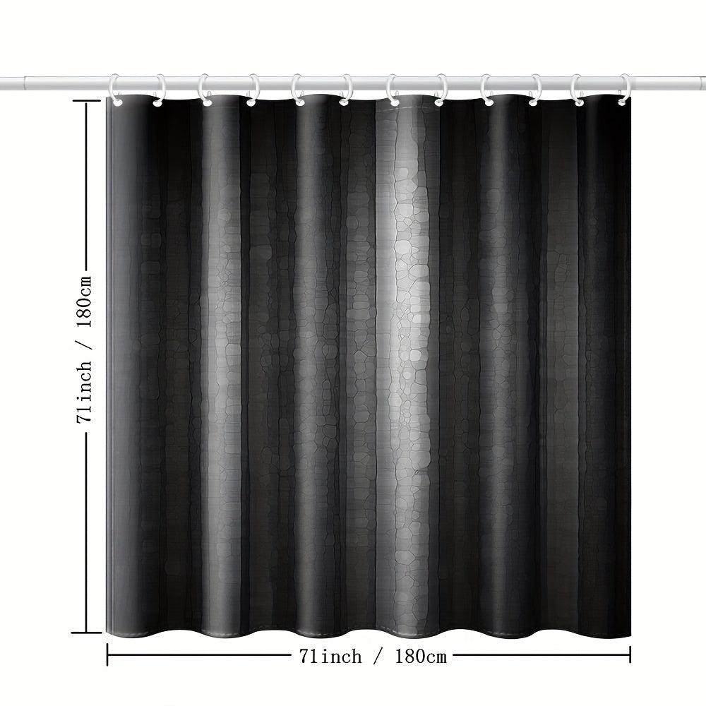Waterproof Silk Gradient Shower Curtain with 12 Hooks