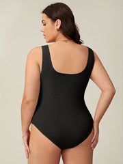 Ribbed Scoop Neck High Stretch Bodysuit