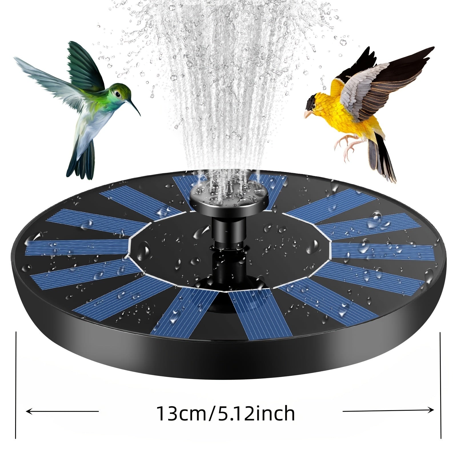 Solar Bird Bath Fountain Pump with 6 Nozzles