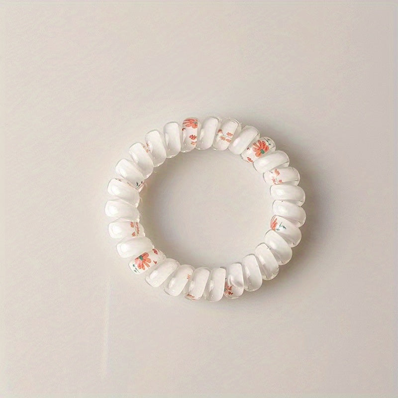 Telephone Wire Floral Hair Tie Elastic Rubber Band Head Rope