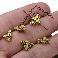 20Pcs Golden Bee Spacer Beads Jewelry Making Bracelet Necklace