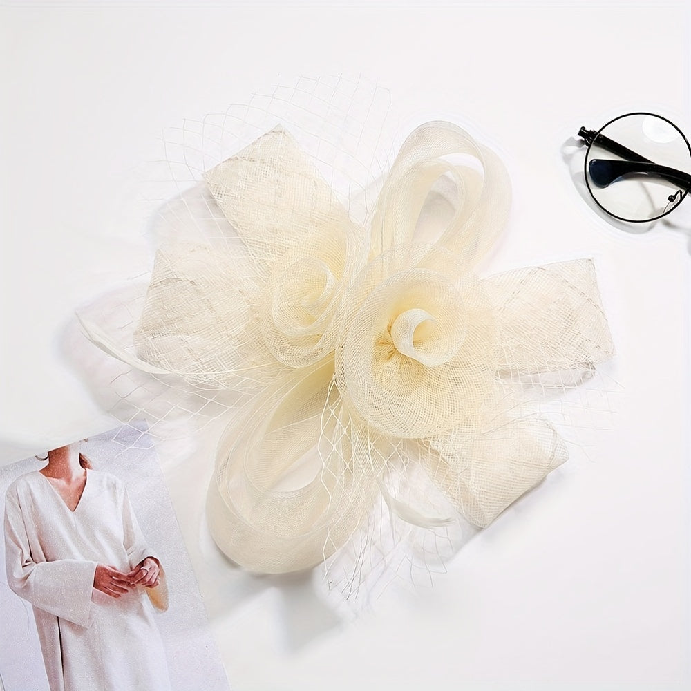 Mesh Flower Head Piece Bridal Fascinator Headpiece