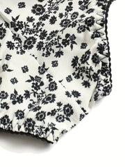 Floral Print Ruffled Bandeau & Brief Set