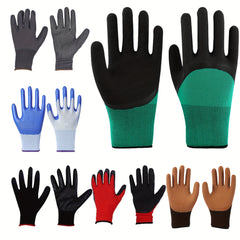 3 Pairs Outdoor Protective Work Gloves Nitrile Rubber Gloves Latex Garden Gloves