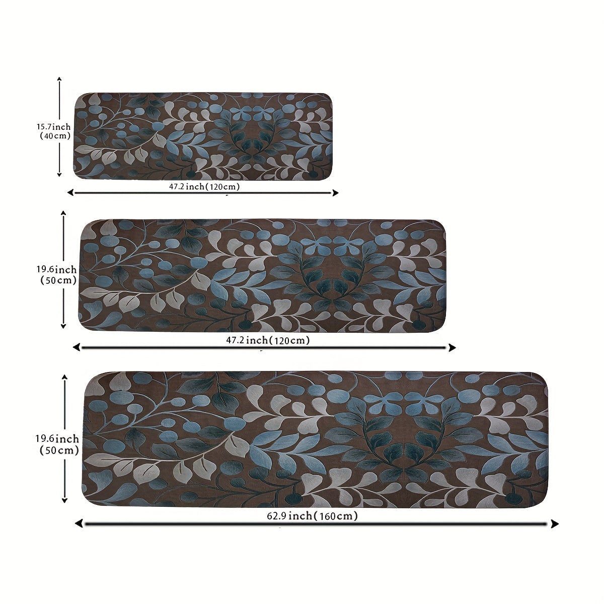 Waterproof Non Slip Kitchen Rug Floral Set