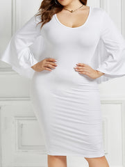 Sexy Dress Solid Layered Batwing Sleeve Bodycon Midi Dress