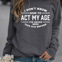 Letter Print Sweatshirt Crew Neck Long Sleeve Casual Women's Clothing