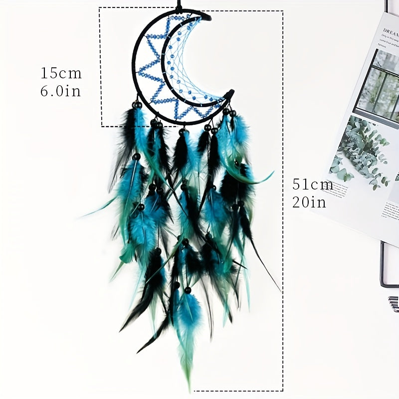 Moon Dream Catcher Hanging Decoration Woven Feather Wall Decoration