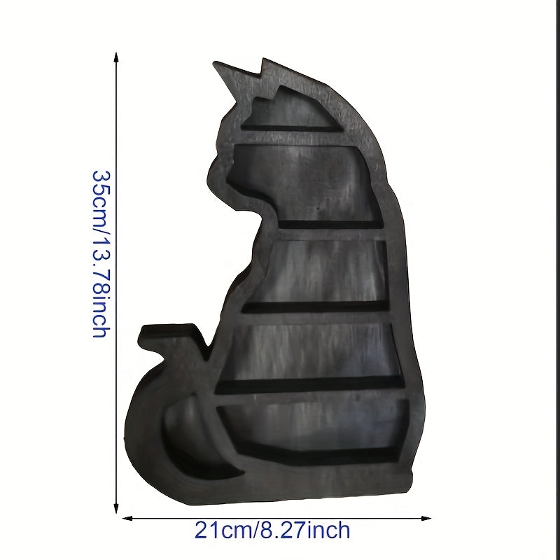 Short Tail Cat Crystal Holder Wooden Wall Mounted Crystal Rack Tabletop Desk Org