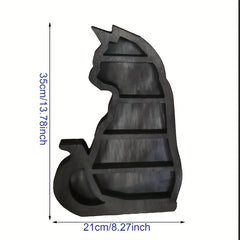 Short Tail Cat Crystal Holder Wooden Wall Mounted Crystal Rack Tabletop Desk Org