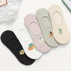 5 Pairs Cartoon Fruit Print Ankle Socks Women's Stockings