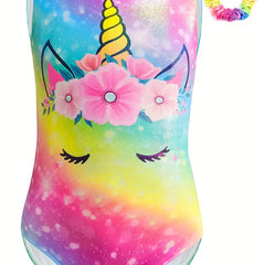 Girls Unicorn Print Ballet Leotard for Gymnastics - Comfy & Stretchy