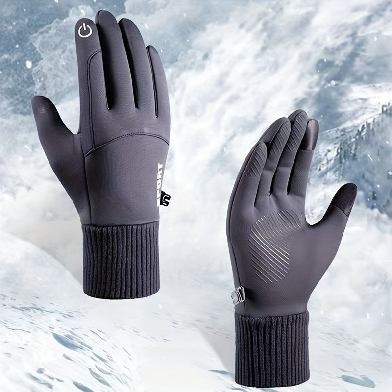 Outdoor Windproof Coldproof Cycling Warm Gloves Non-slip Plush Gloves