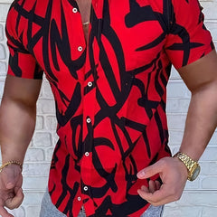 Men's Short Sleeve Casual Shirt Regular Fit Thick Lines