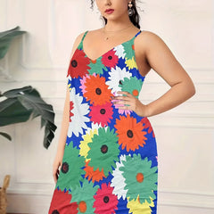 Women's Plus Floral Print V Neck Lounge Dress