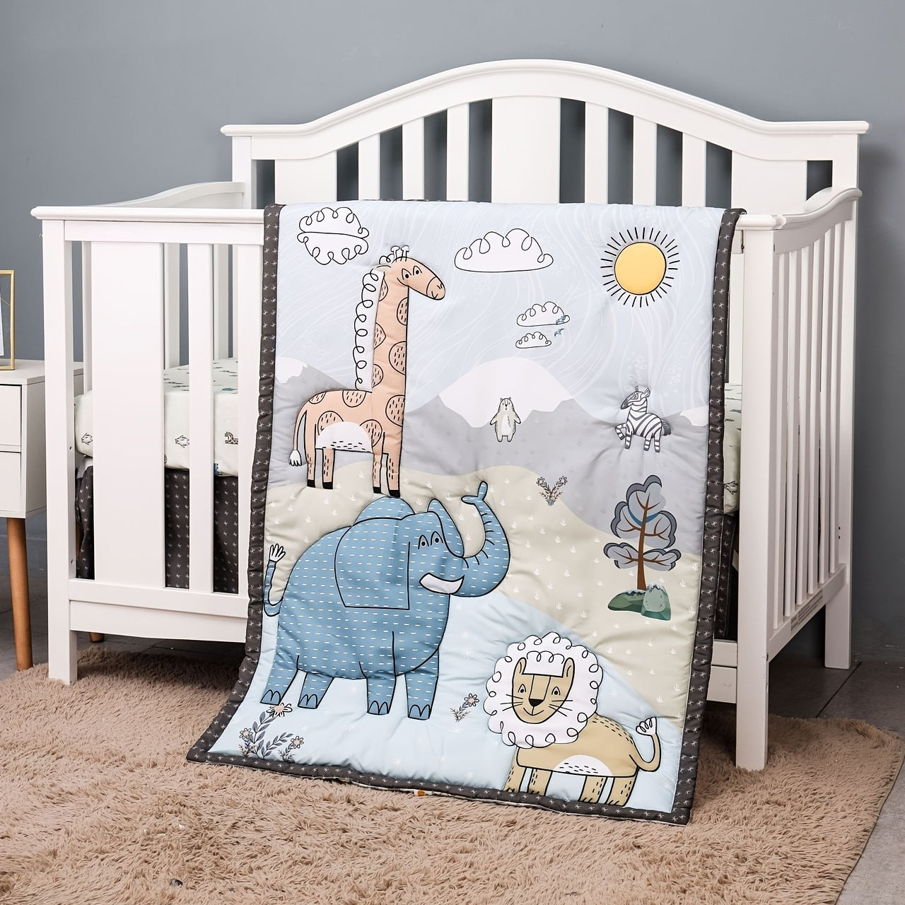 3pcs African Animals Print Baby Bedding Set For Children Nursery Kids
