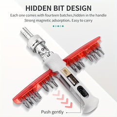 Mr Tools 15-in-1 Ratchet Screwdriver Set - Magnetic Bit Multifunctiona