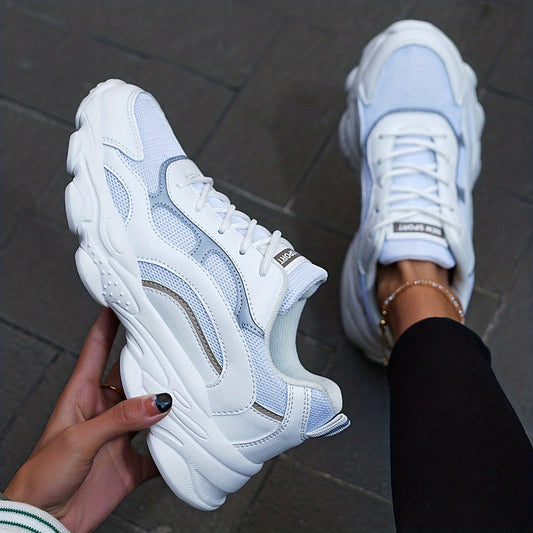 Lace Chunky Dad Shoes Thick Bottom Mesh Running Shoes Women's Footwear