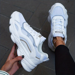 Lace Chunky Dad Shoes Thick Bottom Mesh Running Shoes Women's Footwear