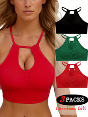 3pcs Hollow Sports Tank Top Comfortable Sports Bra Women's Activewear
