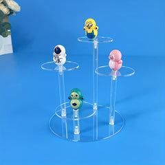 4-Position Acrylic Doll Display Stand, Transparent, Collectible Toy Holder