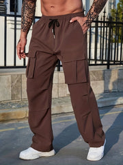 Men's Drawstring Cargo Pants Straight Leg Joggers